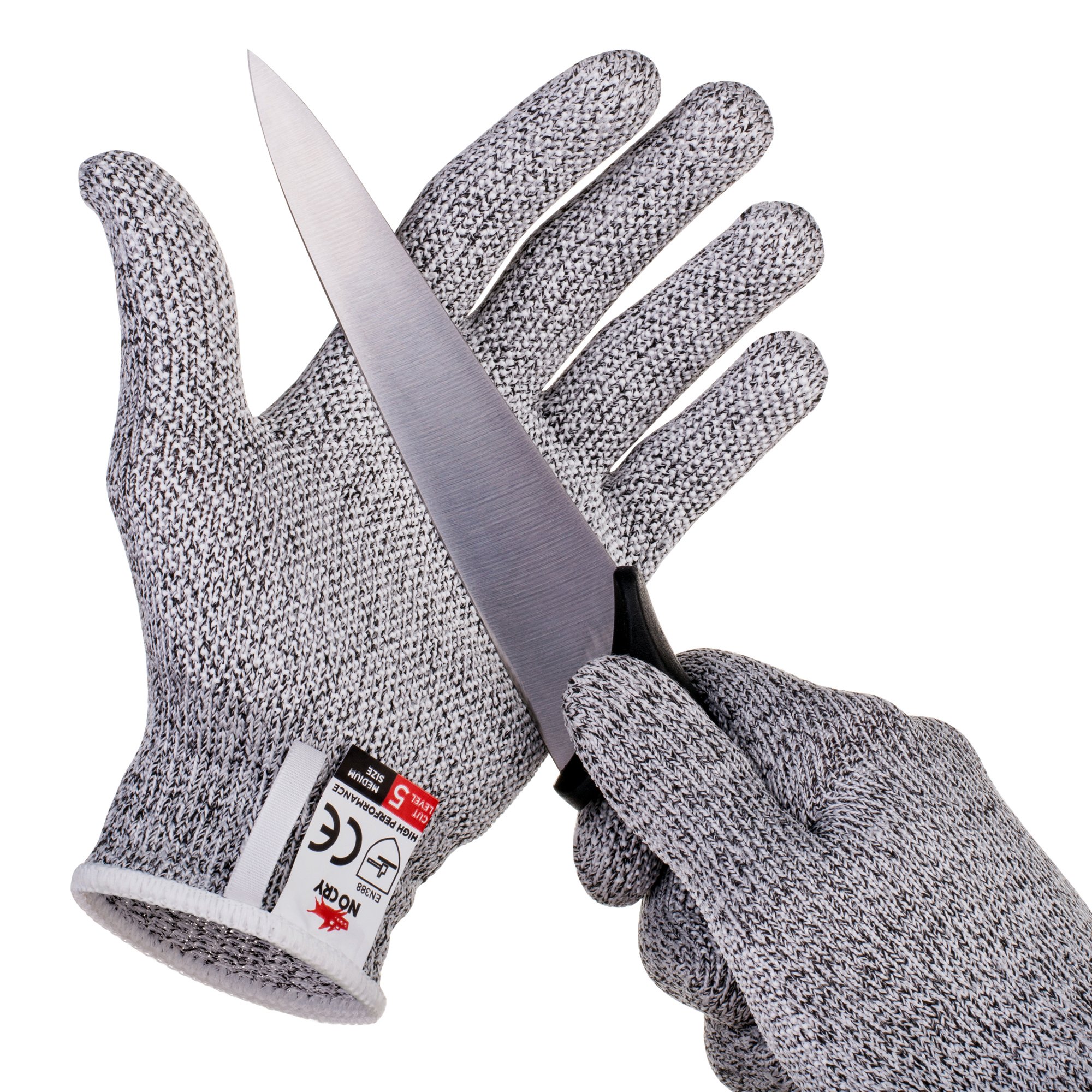 NoCry Cut Resistant Gloves with Grip Dots - High Performance Level 5 Protection, Food Grade. Size Extra Large, Free Ebook Included!