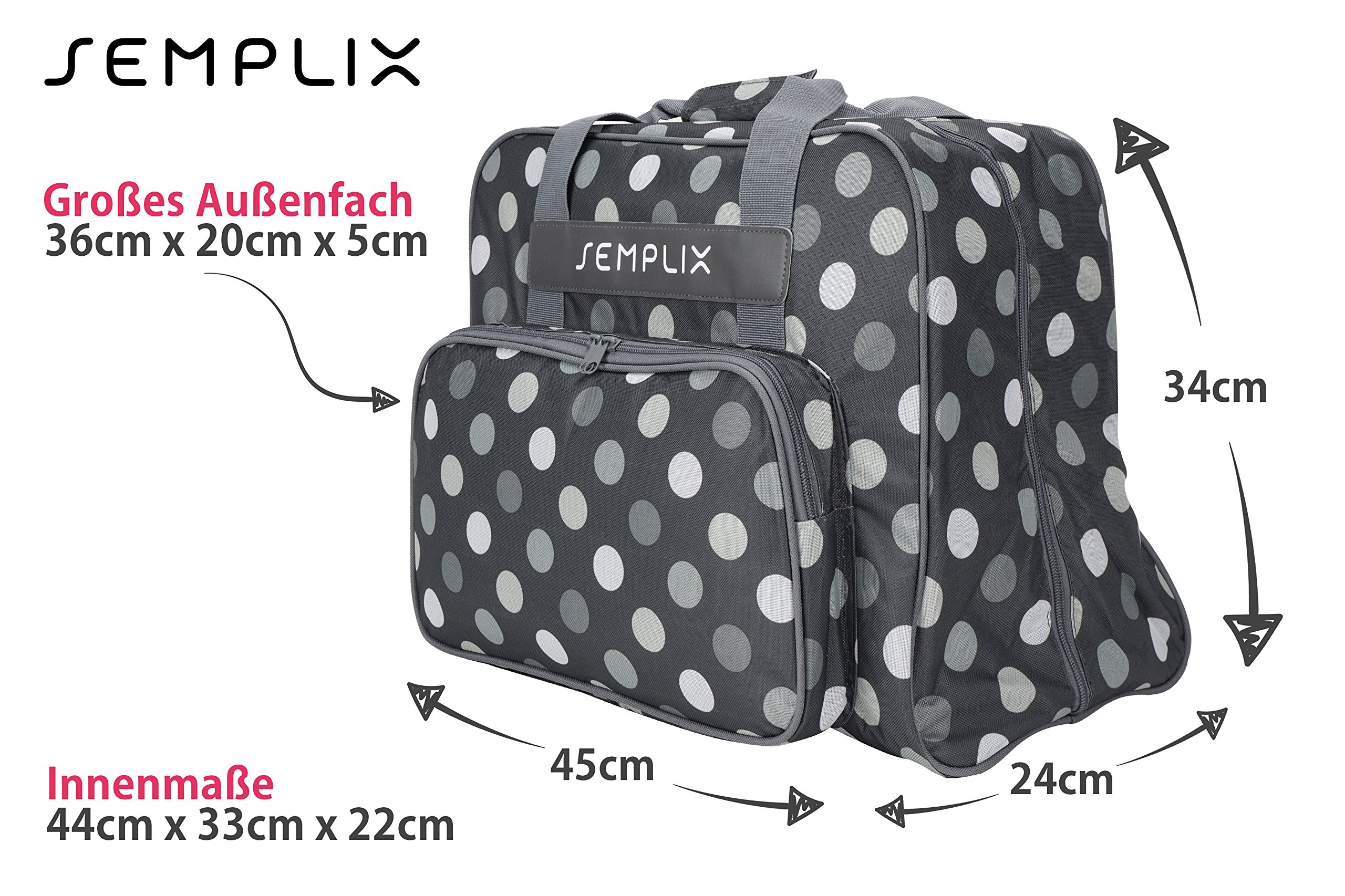 SEMPLIX Bundle Polka Dots torba na maszynę do szycia + kosz na przybory do szycia L (antracyt/szary)