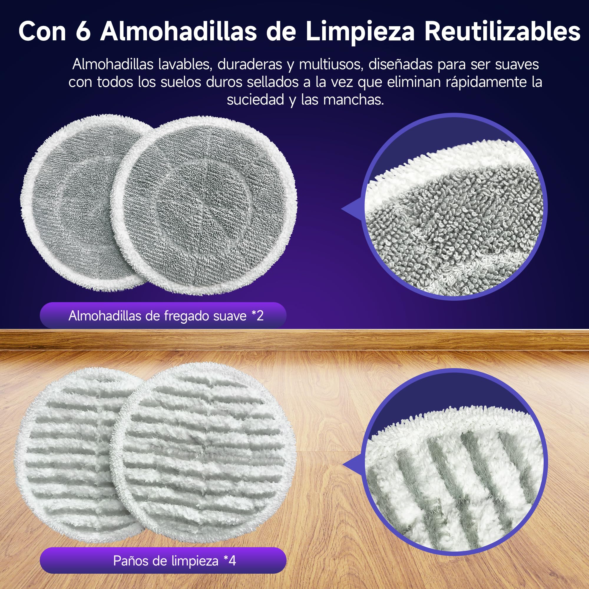 Fregadora de Vapor AlfaBot F2 | Limpieza Profunda Sin Químicos | Elimina 99.9% Bacterias | Para Suelos de Madera/Laminado 3 Bares