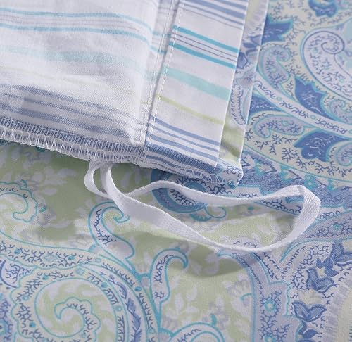 Vista 20 de SOFTTA - 1 funda nórdica + 2 fundas de almohada Paisley Modern Juego de cama 100% algodón egipcio Amanda Azul