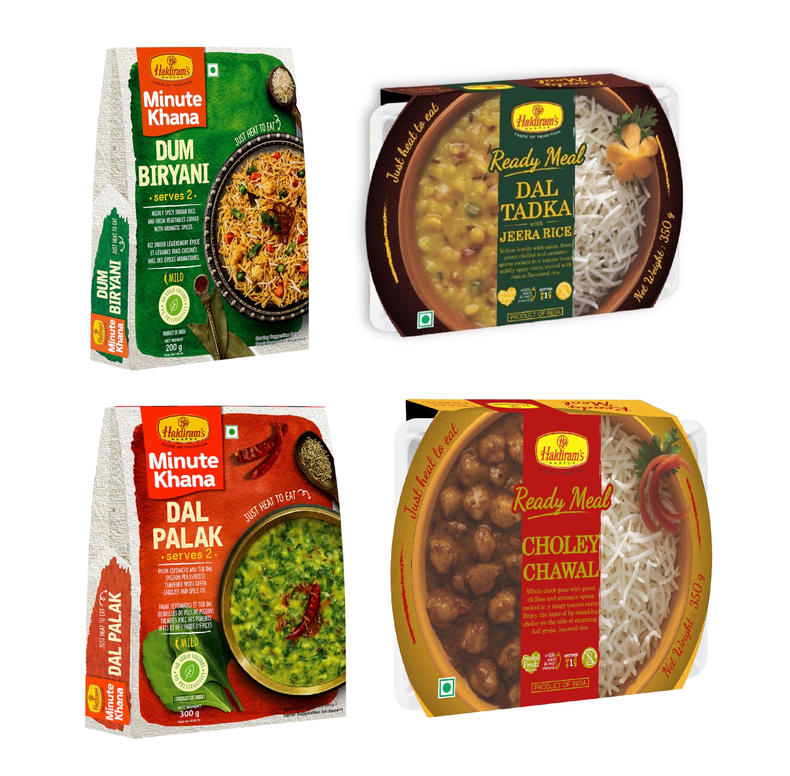 Haldiram's Nagpur Ready To Eat Dal Palak 300g, Dum Biryani 200g, Dal Tadka JeeraRice 350g, Choley Chawal 350g Combo-image-43