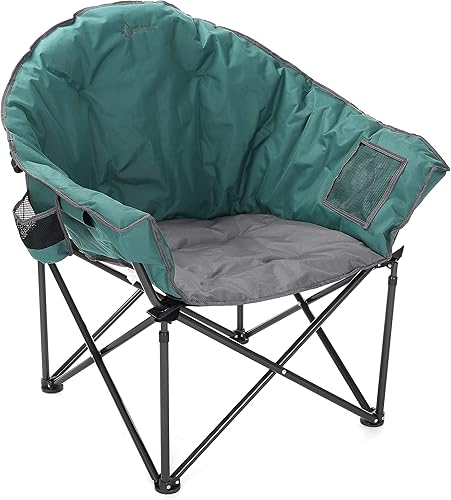 Miniatura 11 de ARROWHEAD OUTDOOR Silla de camping plegable de gran tamaño con bolsillo, portavasos, portátil, acolchada, luna, redonda, platillo, soporta 330 Azul