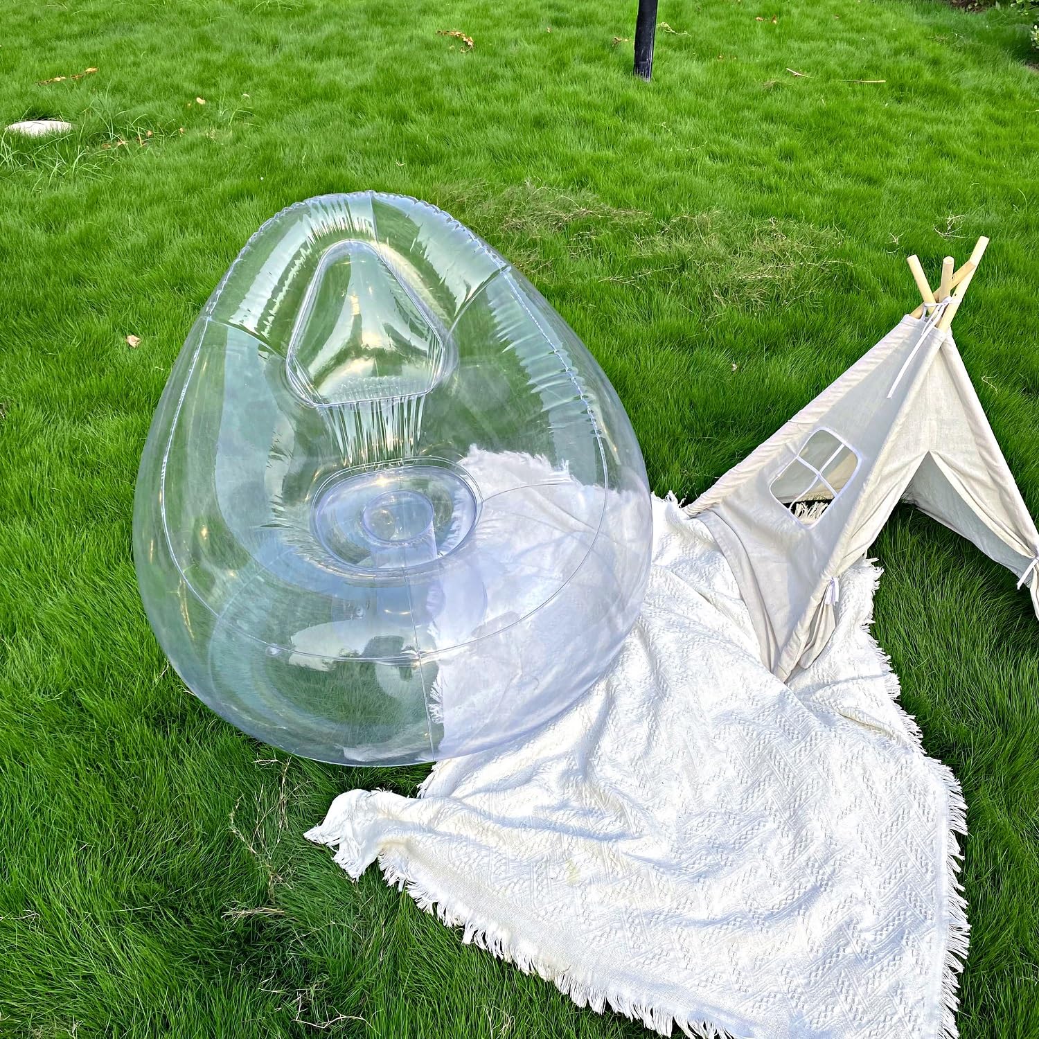 Baiao Inflatable Chair,Transparent Inflatable Couch Chair Sofa, Blow Up Couch Bean Bag Lazy Sofa Chair for Room,Funny Indoor/Outdoor Furniture