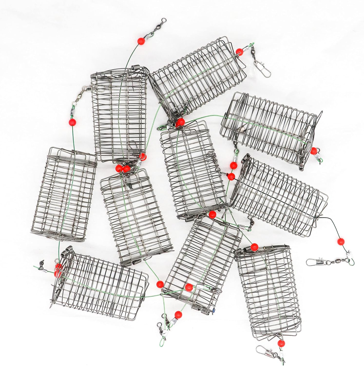 10pcs Fishing Bait Trap Cage Feeder, Baits Cage Basket Holder Coarse Lure Feeder Fishing Tackle Kit