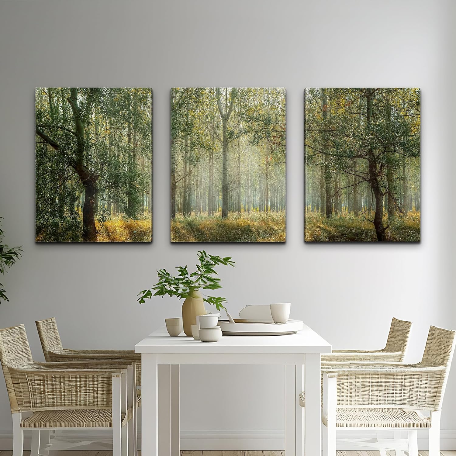 Green Wall Art Decorations Wall Printing Framed Canvas Art, Forest Nature Artwork Prints for Home Decorations for Living Room, Bedroom, Office, Gallery Pictures Wall Decor 12" x 16"