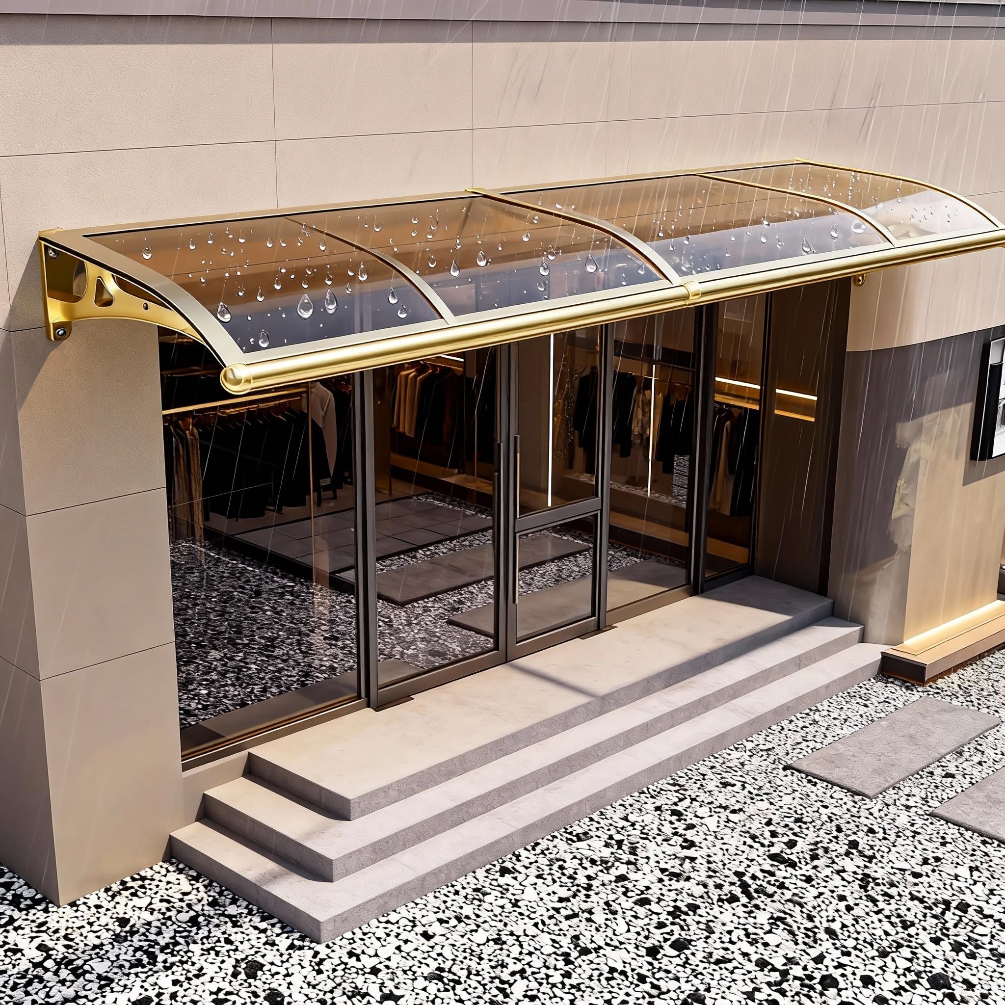 Tettoia moderna per porta, 80 x 110 cm, in lega di alluminio e policarte, resistente alle intemperie, per porta d'ingresso, portico, finestra, tetto, patio e giardino, protezione da sole e pioggia