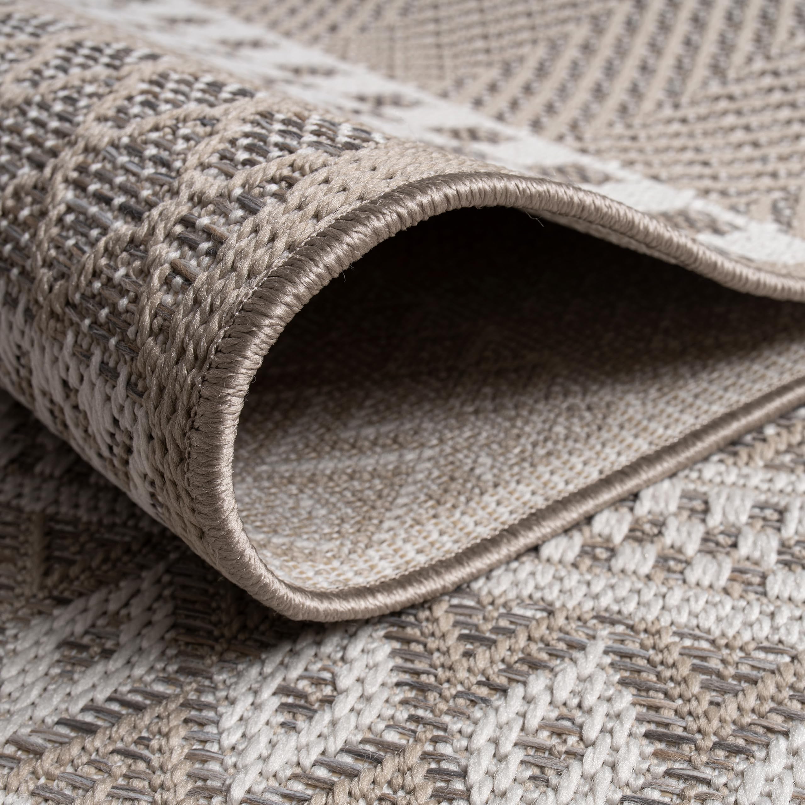 Paco Home Tappeto Per Esterno Da Balcone Terrazza Tappeto Cucina Moderno Boho Etnico, Dimensione:160x220 cm, Colore:Beige