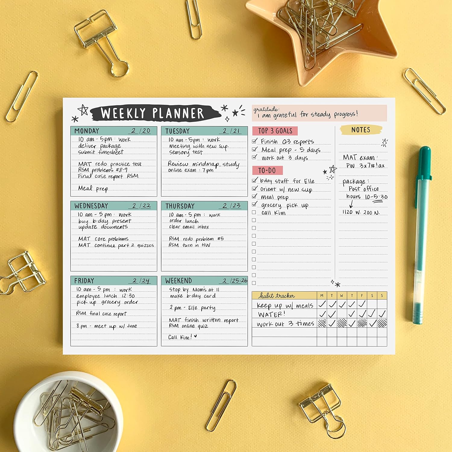 Weekly Planner Pad 52 Tear-Off Sheets Undated 8.5 x 11 Desk Pad image 3