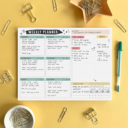 Miniatura 8 de Bloc de planificación semanal grande y bloc de notas a juego, 52 hojas de tamaño carta, 8.5 x 11 pulgadas, planificador de escritorio semanal sin