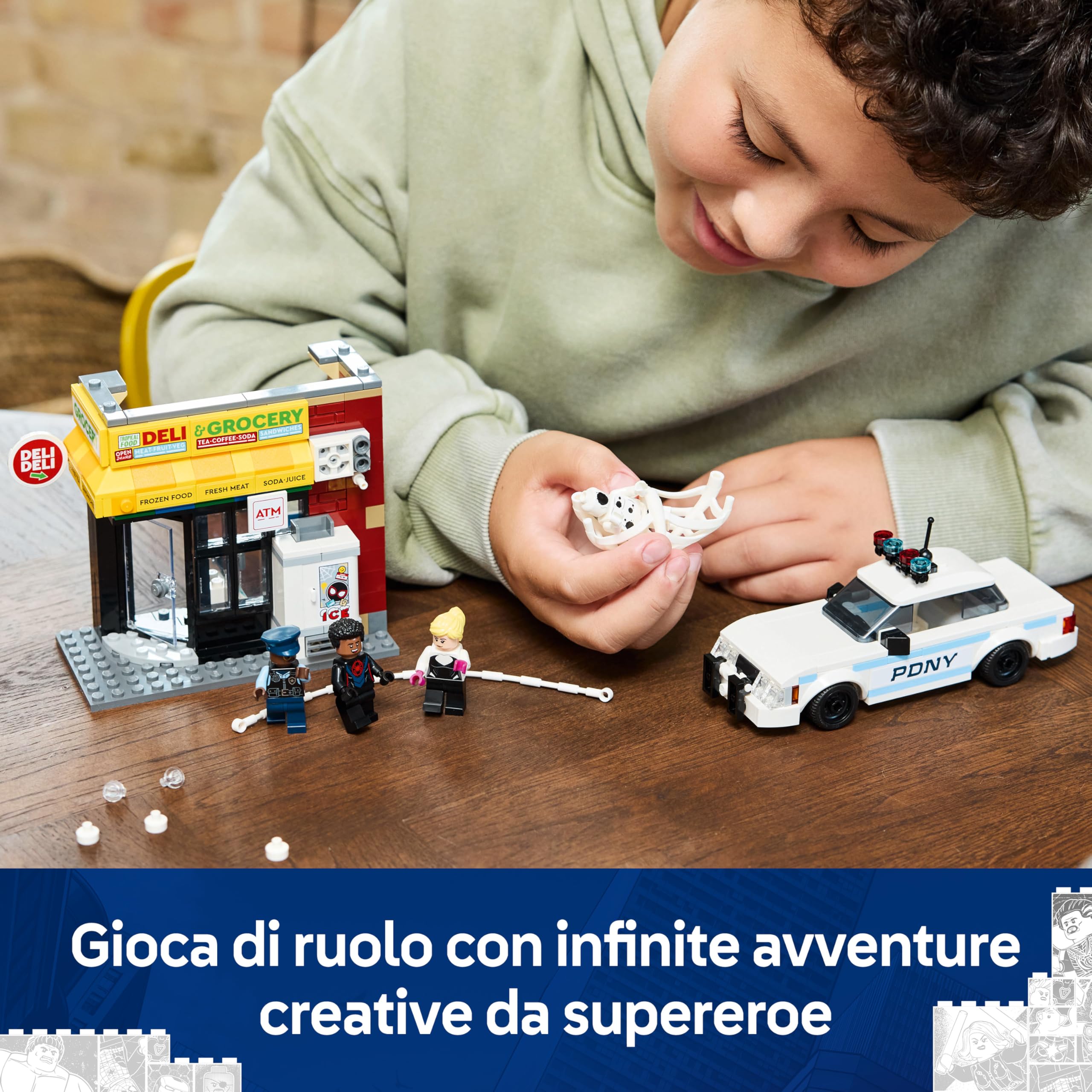 LEGO | Marvel Spider-Verse: Miles Morales Contro la Macchia - Set da Supereroi con Edificio, Macchina Giocattolo da Costruire e 4 Minifigure, Giochi per Bambini e Bambine da 9 Anni, Idea Regalo 76311