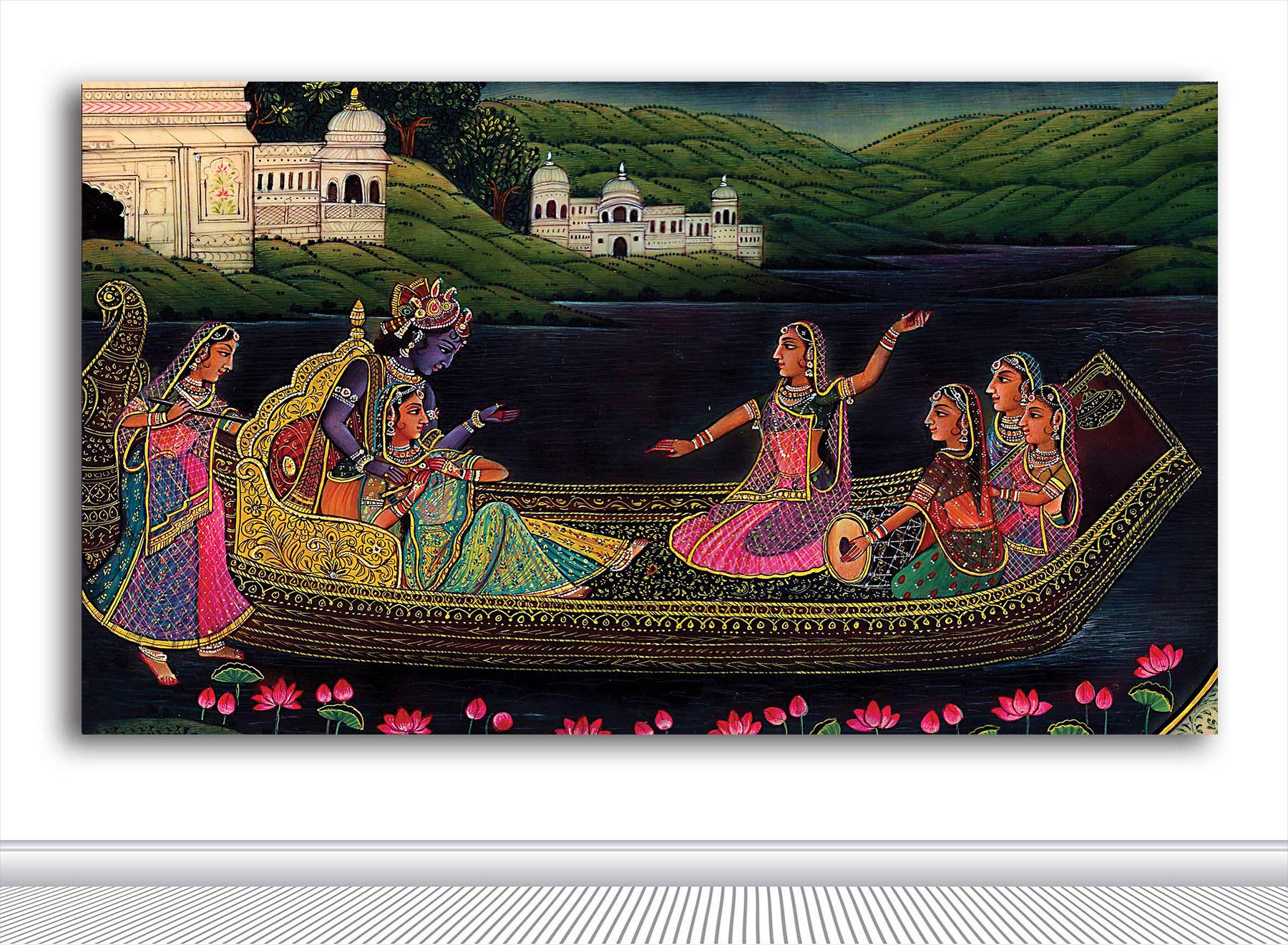 Buy Tamatina Rajasthani Phad Canvas Paintings Krishna Sang Radha