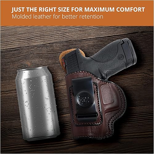 Miniatura 4 de PH - Funda de cuero genuino para pistola S&W Shield, funda táctica de cuero Iwb, funda de piel oculta de cuero, cómoda apéndice de transporte