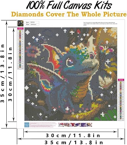 Miniatura 2 de PSCH Kit de pintura de diamante de dragón para adultos, arte de diamantes 5D para decoración de pared del hogar, 14 x 14 pulgadas