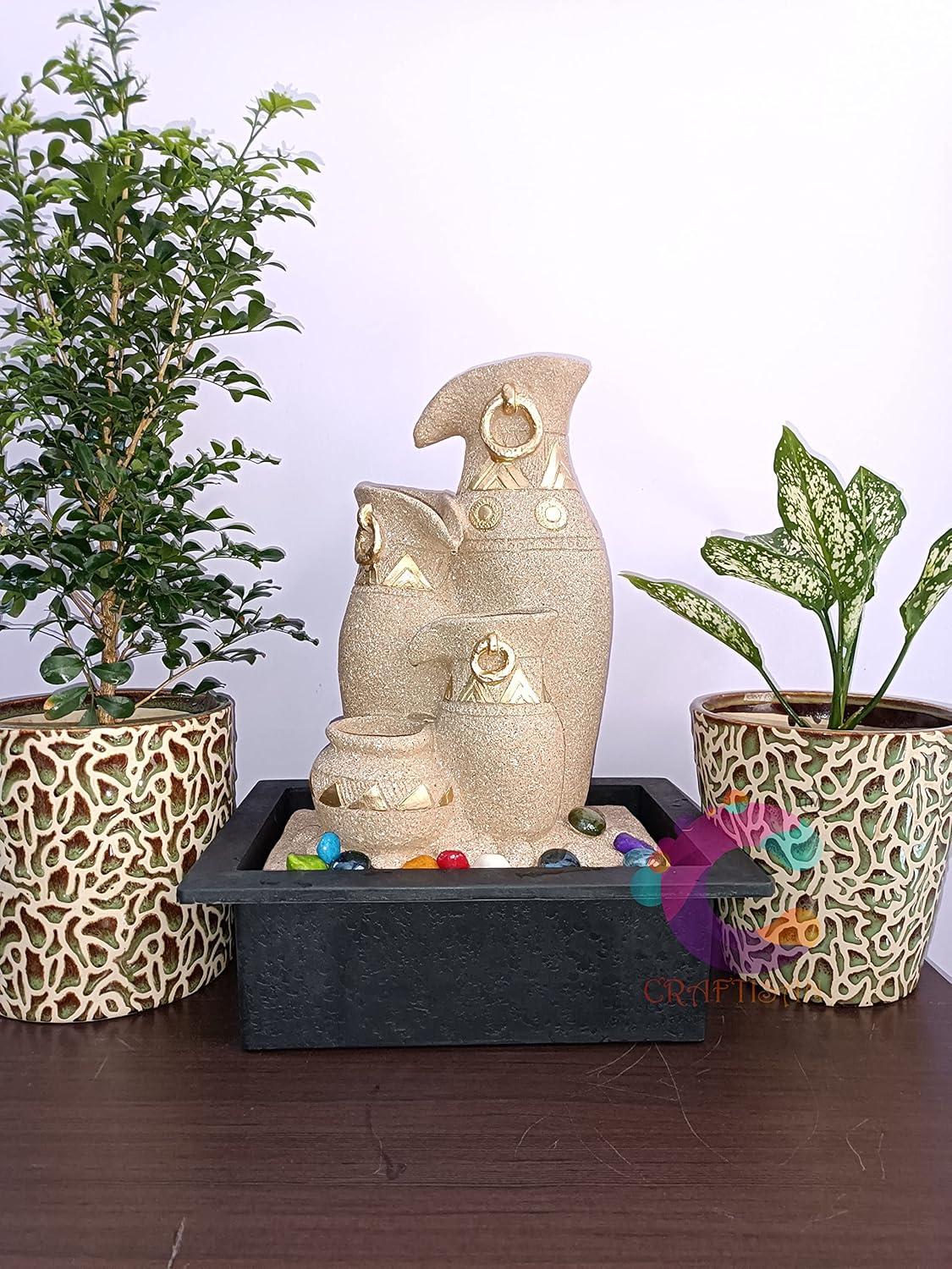 Craftisan™ Matka Three Step Table Top Water Fountain for Home Décor