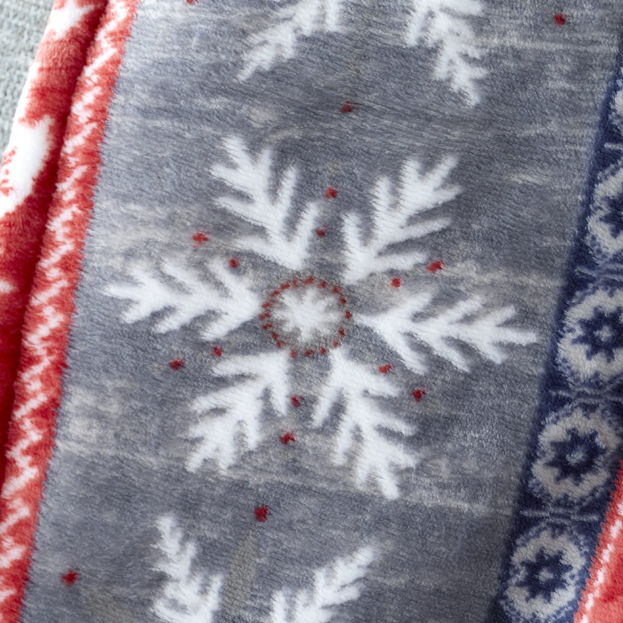 Happy Linen Company Couverture en Polaire Sherpa - Motif Nordique - Chaud/Fausse Fourrure - Rouge - XXL