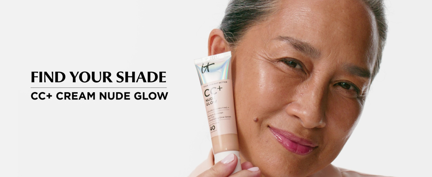 IT Cosmetics CC+ Nude Glow - Medium Coverage Foundation with SPF 40 & Brightening Glow Serum, Lightweight Skin Tint, 2% Niacinamide + Hyaluronic Acid, Up to 24H Hydration, Normal/Dry Skin - 1.08 fl oz