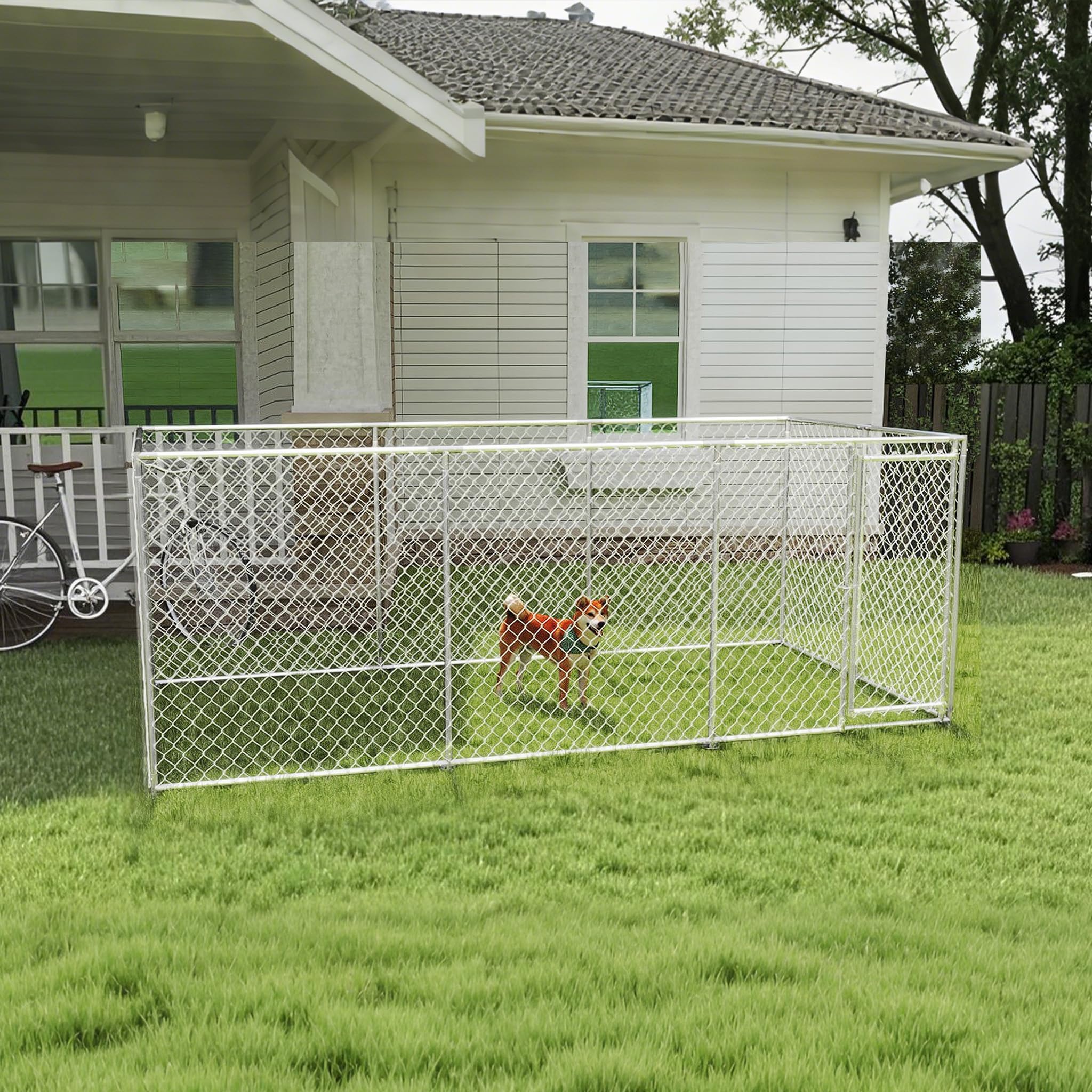 UISEBRT Hundezwinger Hundehütte Outdoor Hundehaus 400x200x150 cm Hundekäfig Welpenlaufstall Verschließbares Riegelsystem und Sicheres Design
