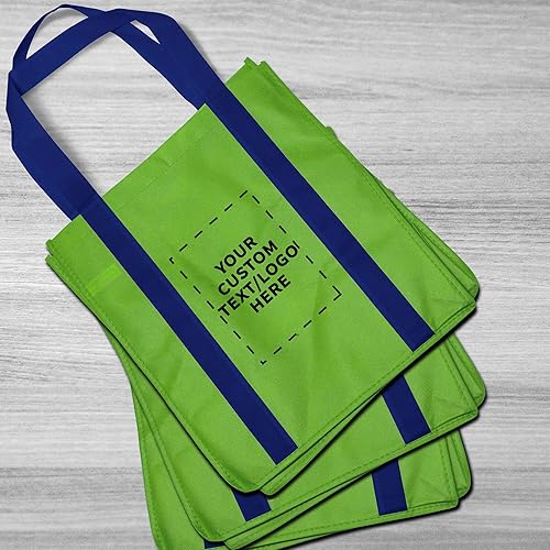 Miniatura 7 de DISCOUNT PROMOS Juego de 10 bolsas de compras no tejidas personalizadas, paquete a granel personalizado, reutilizables, ideales para compras,