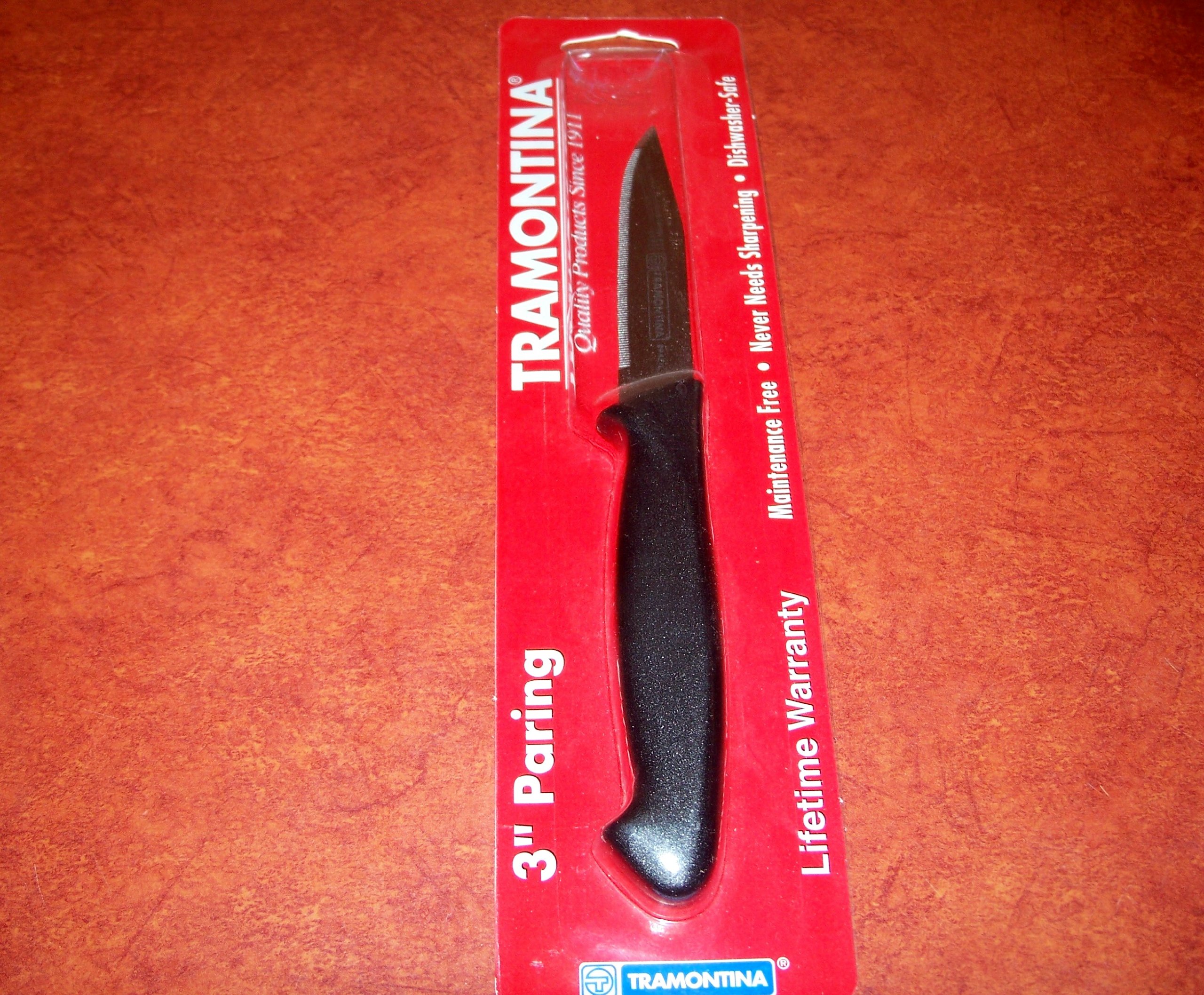 Tramontina Plastic Handle Paring Knife 3" Carbon Micro-Serrated Carded