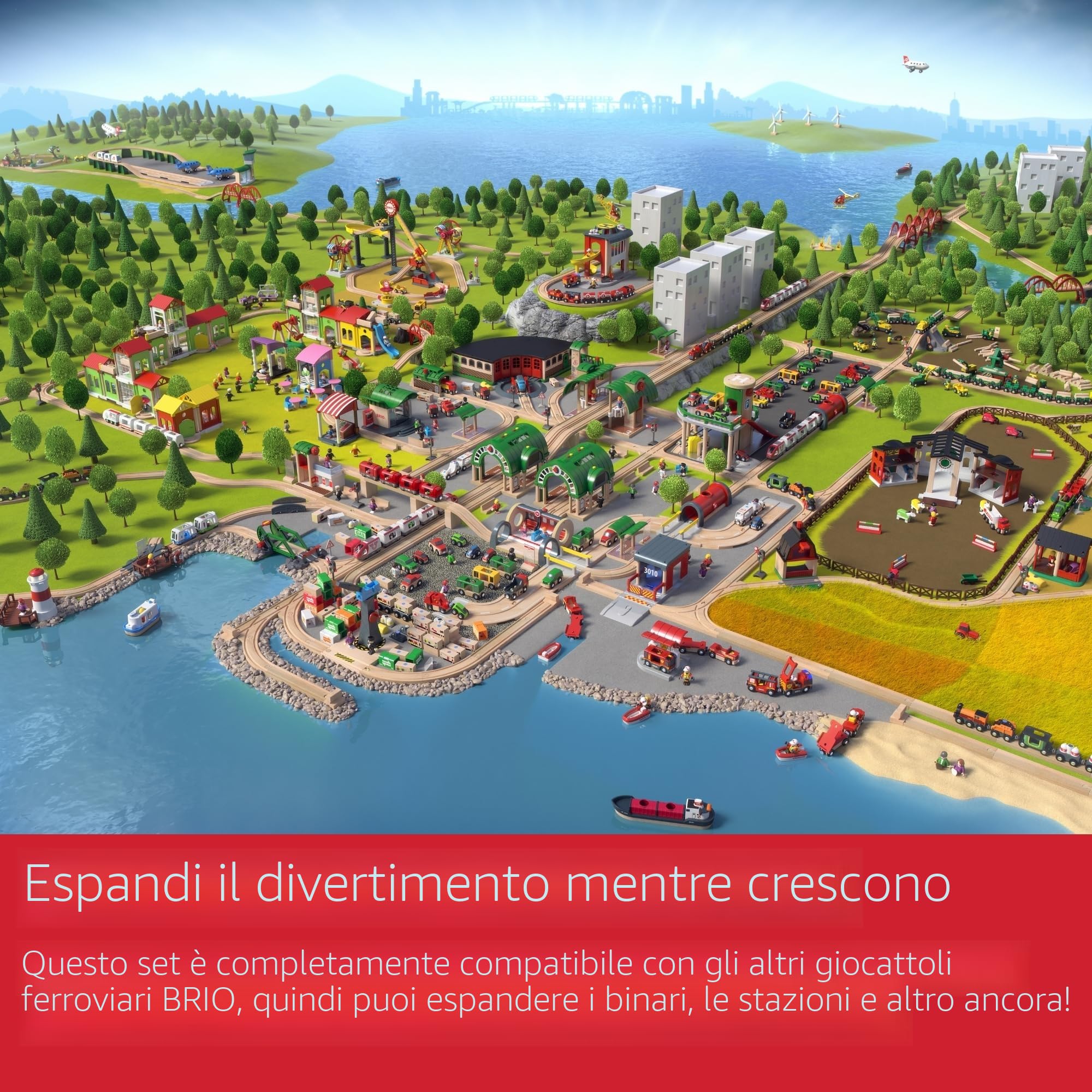 BRIO World - Parcheggio, Accessorio Pista Trenino, Set Costruzioni in Legno, Compatibile con Tutti i Prodotti BRIO, Giocattolo per Bambini 3+ Anni