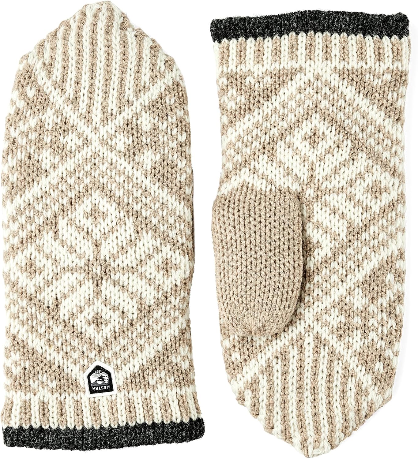 Hestra Unisex Nordic Wool Mitt, Knitted Mittens with Retro Design for Cold Weather & Everyday Wear for Men & Women