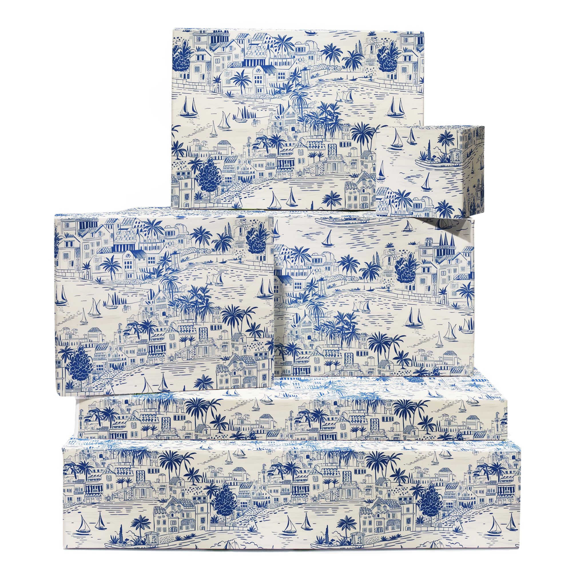 Carta Regalo Marmo Blu Navy | 6 Fogli 70x50 Cm | Con Adesivi | Riciclabile - Foto 5