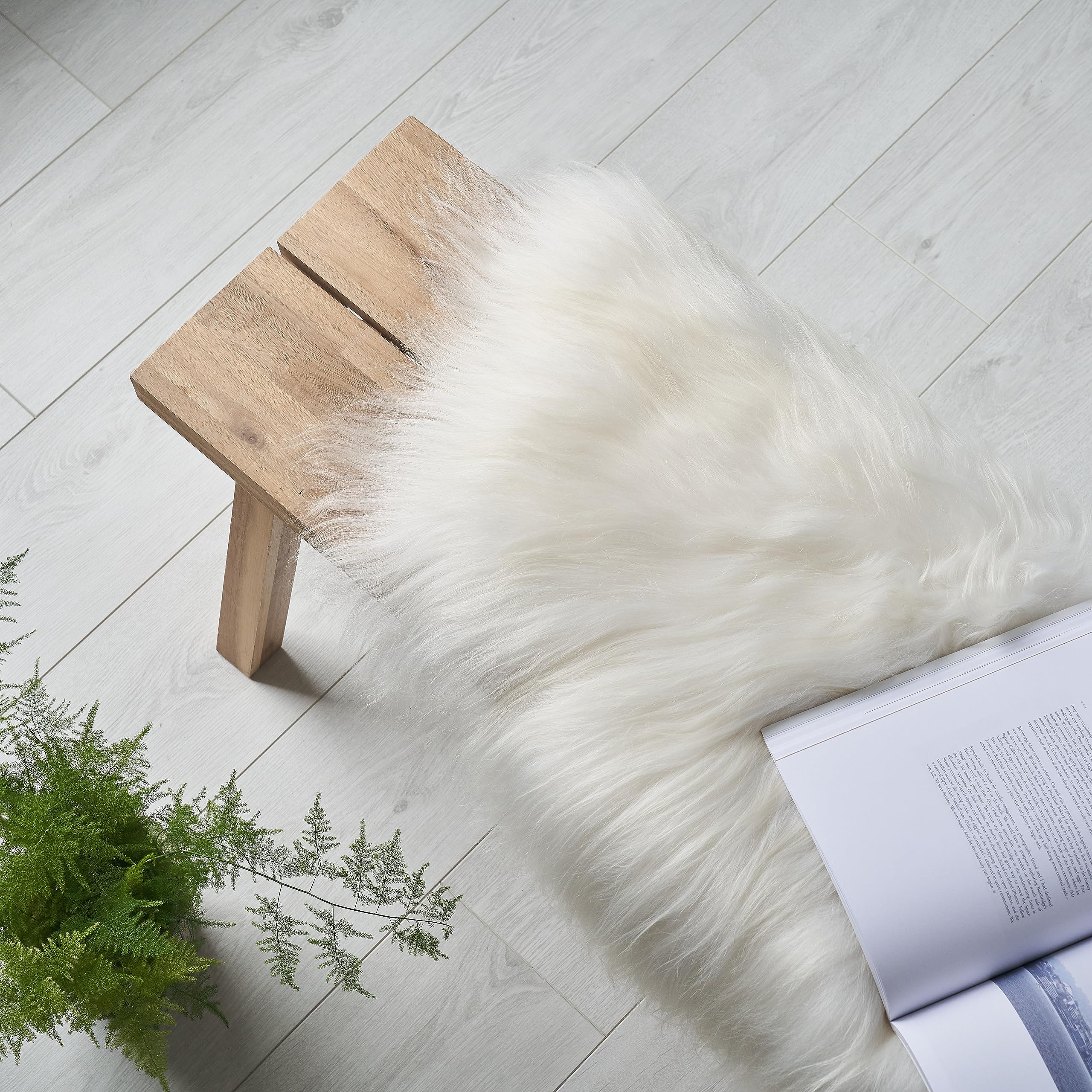 Tapis islandais en peau de mouton extra long en laine premium blanche