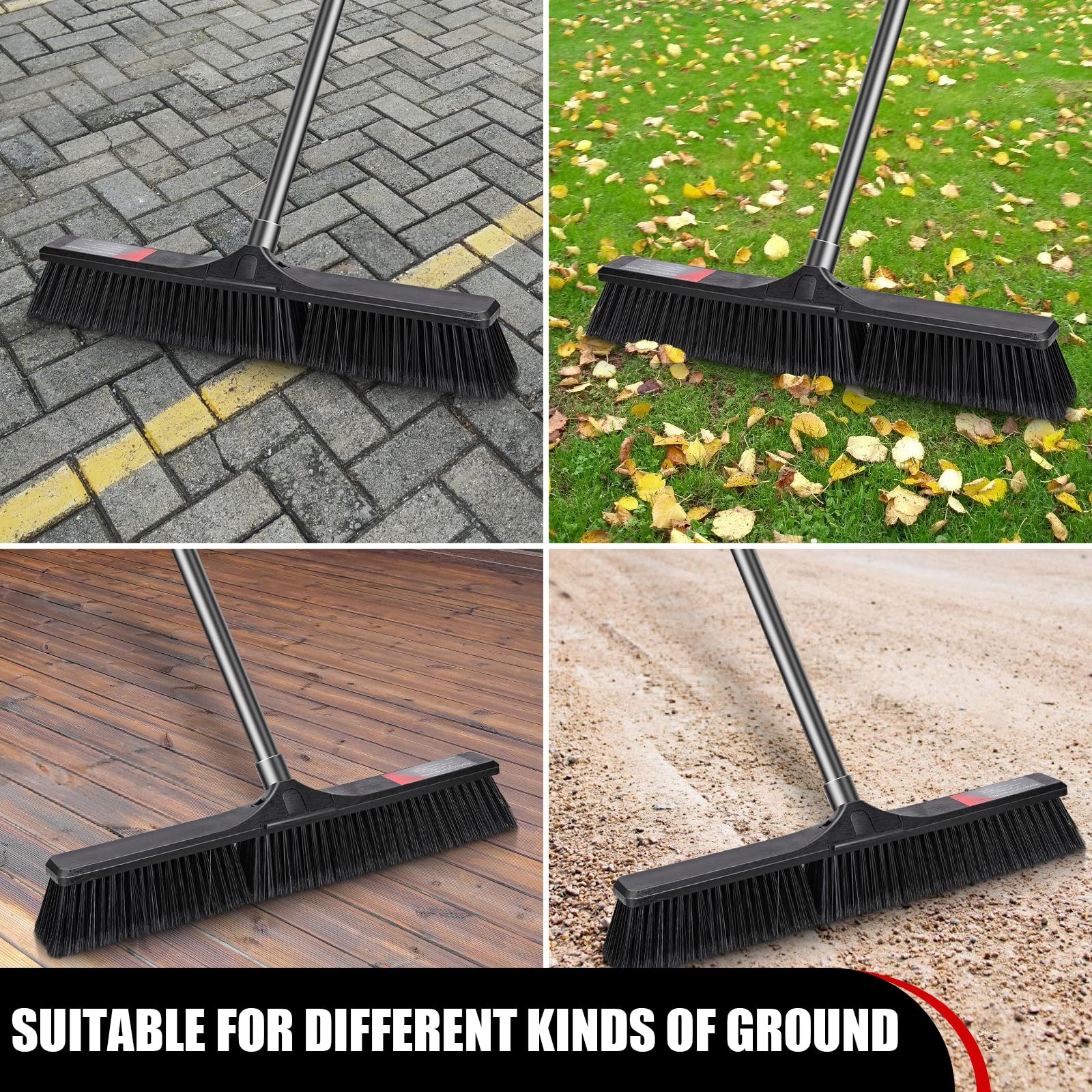 MASTERTOP Heavy Duty Garden Broom, Large Stiff Outdoor Broom with 24" Wide Brush Head - Image 4
