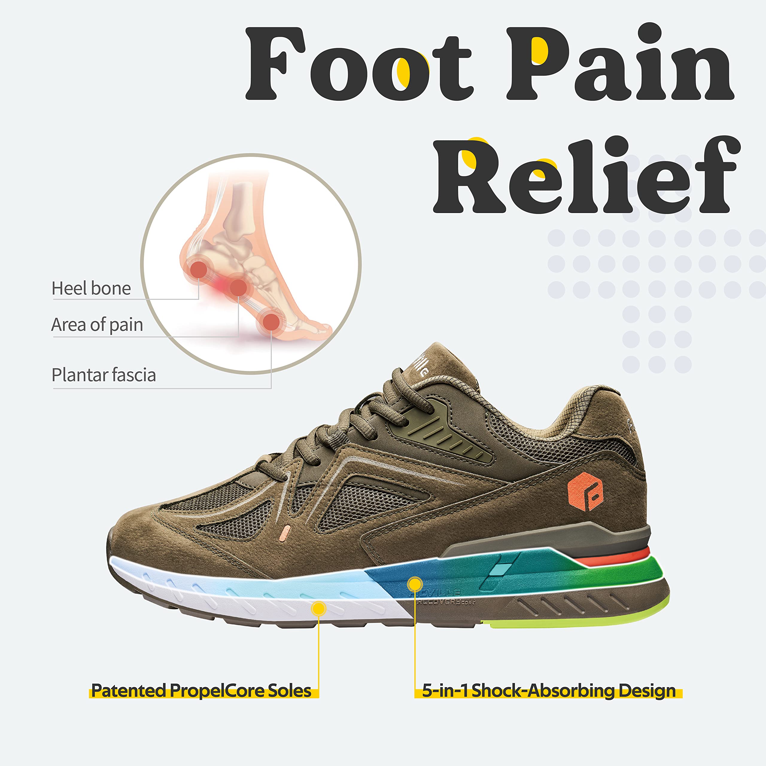 FitVille Extra Larghe Scarpe Uomo Sneakers Supporto per Arco Plantare Pianta Larga Scarpe da Ginnastica Comfort per Piede Piatto