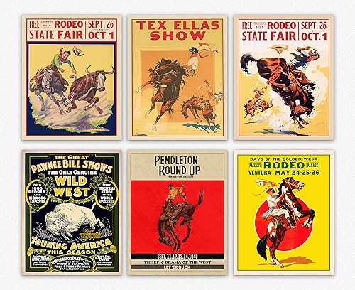 Cowboy Rodeo Publicity - Decoración vintage lindo y único para cafetería bar decoración del hogar póster vintage arte de acción retro vaquero