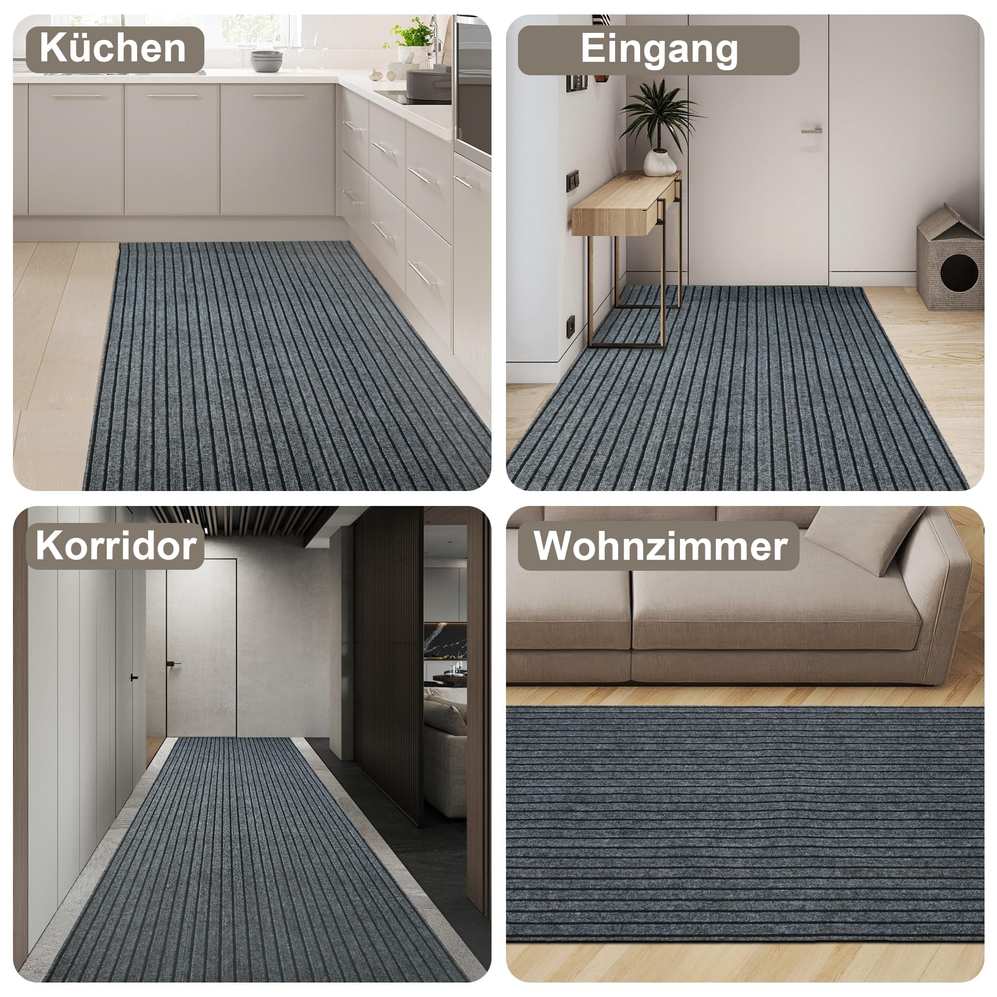 tonchean Teppichläufer Meterware 300x90cm Waschbar Küchenteppich Läufer | Rutschfest Schmutzfangmatte lang Teppich Flur Eingangsteppich Küchenläufer Fußmatte Türmatten für Korridor, Waschküche, Büro