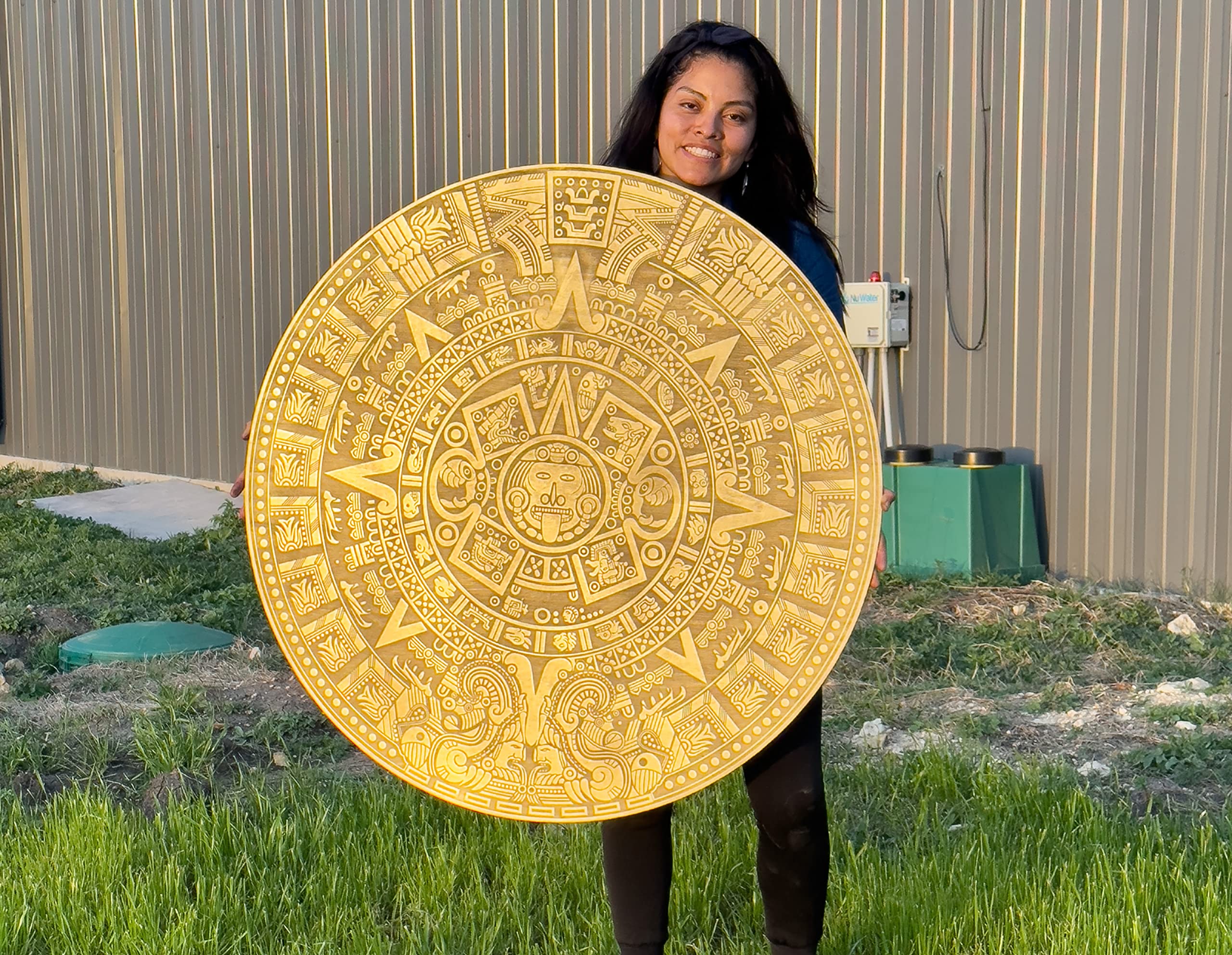 Amazon.com: Urbalabs Wood Aztec Calendar Wall Decor 38