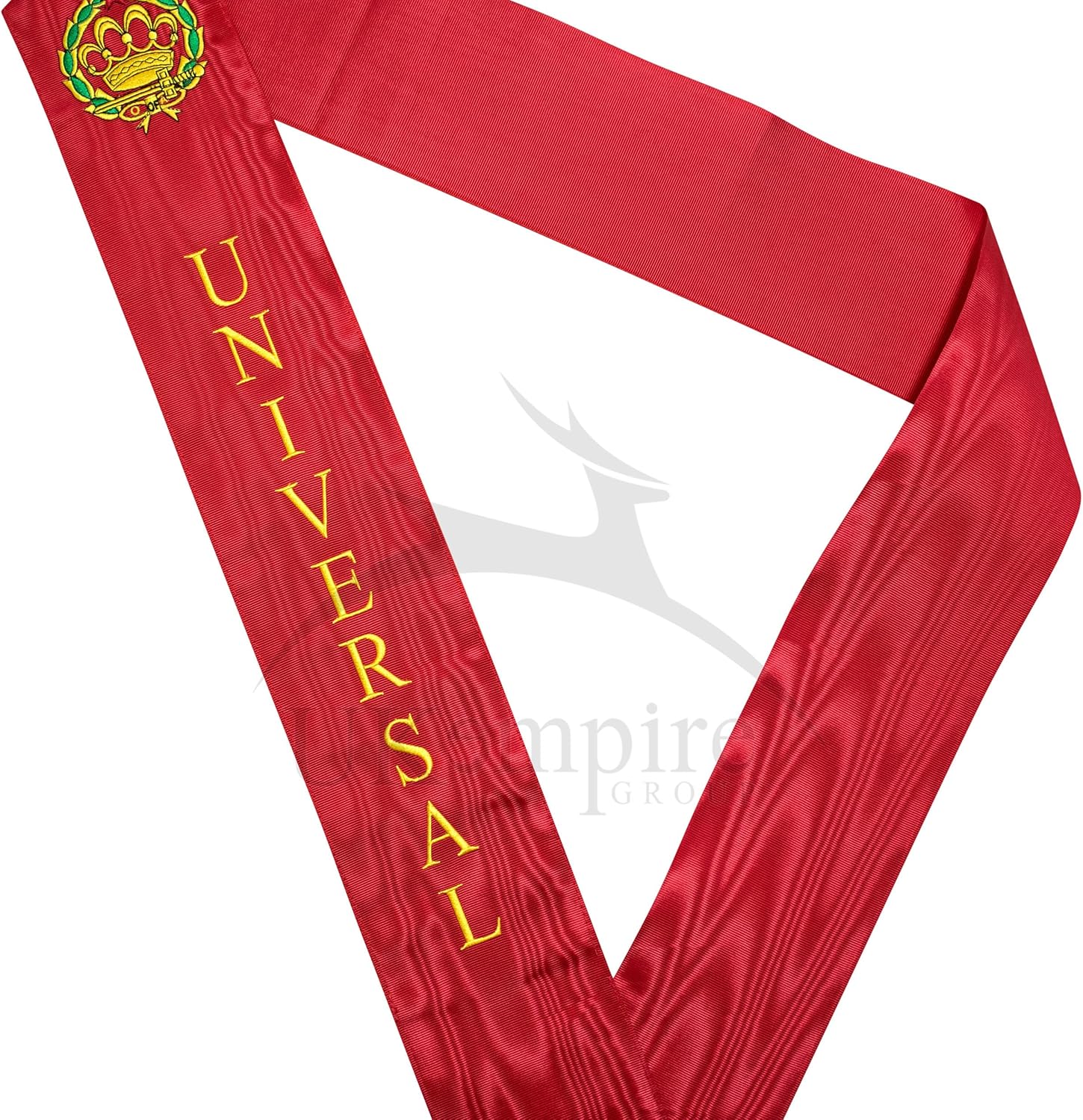 Universal Amaranth Sash (Half lined) Premium Quality, Red Moire Ribbon: OES Sashes