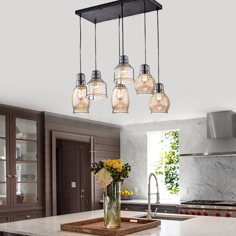 Vintage Kitchen Island Pendant Lights 8-Light Round Chandelier