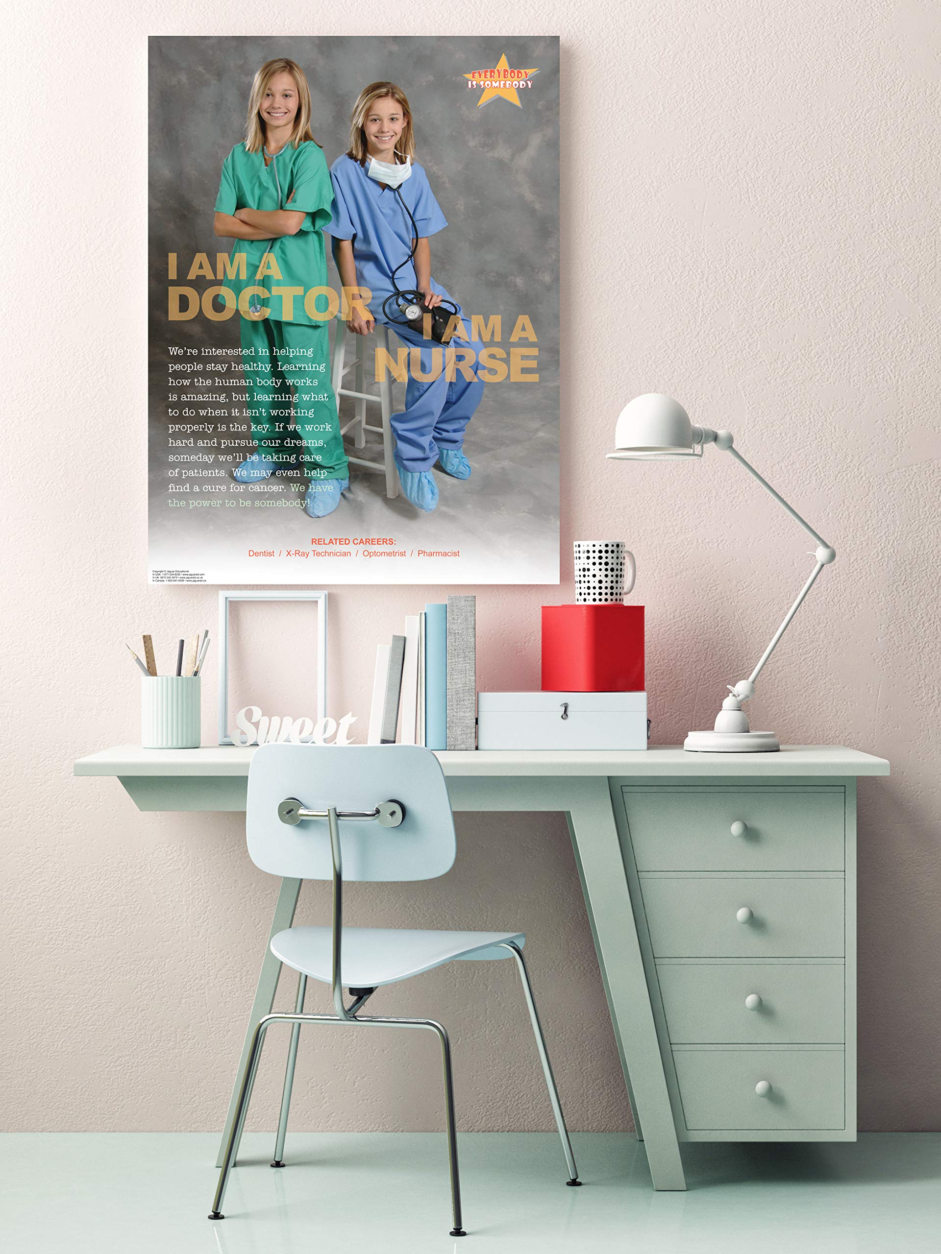 I Am a Doctor or Nurse EXTRA LARGE POSTER (4 ft x 3 ft) LAMINATED. Elementary and Middle School Student Career Education, Medical Health Care Profession Theme.