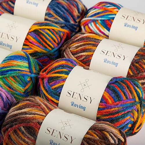 Miniatura 9 de 3 madejas de hilo Sensy Roving de 3.5 onzas, 132 yardas, calibre 5 voluminoso (azul bebé)