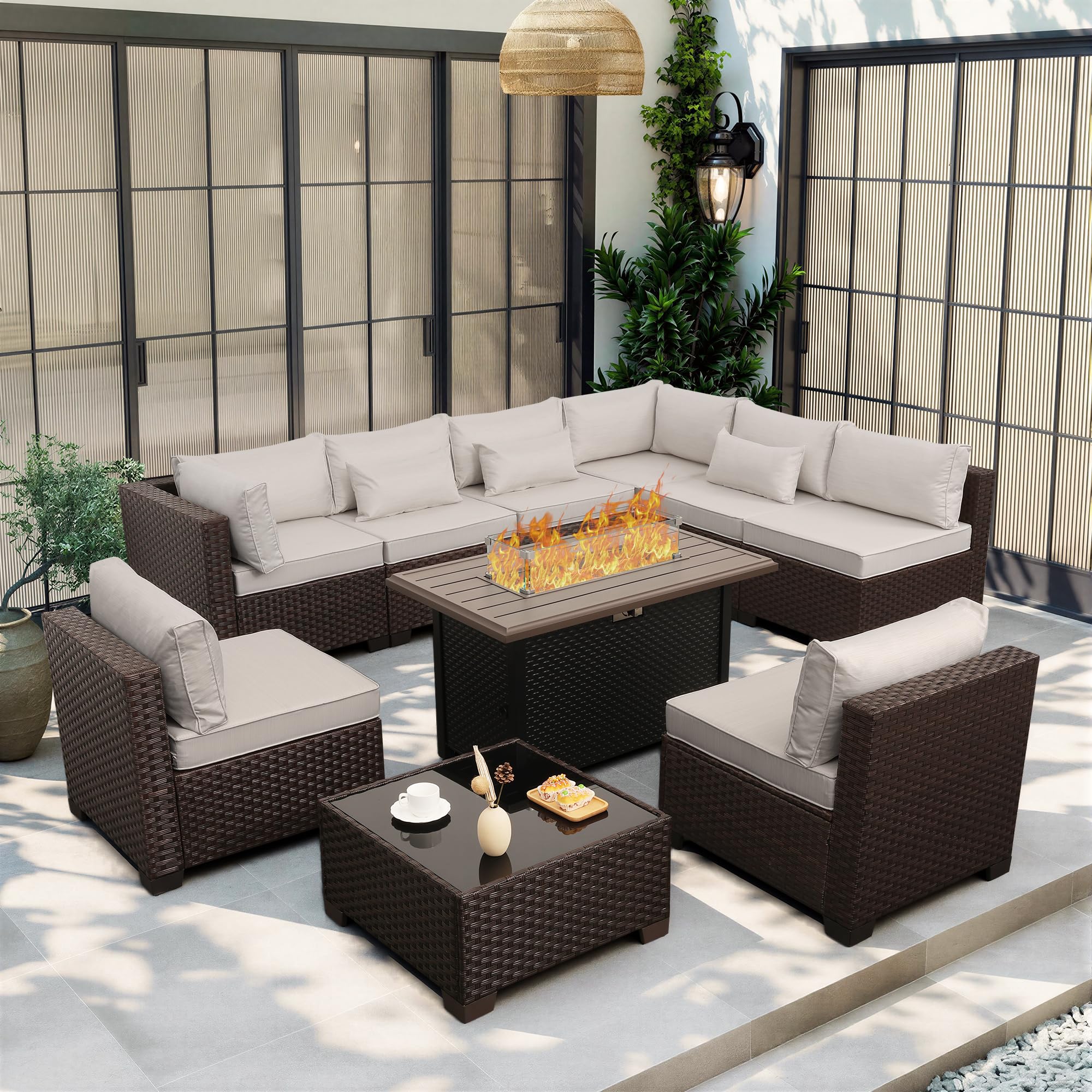 Lviden 10 Pieces Wicker Patio Furniture Set