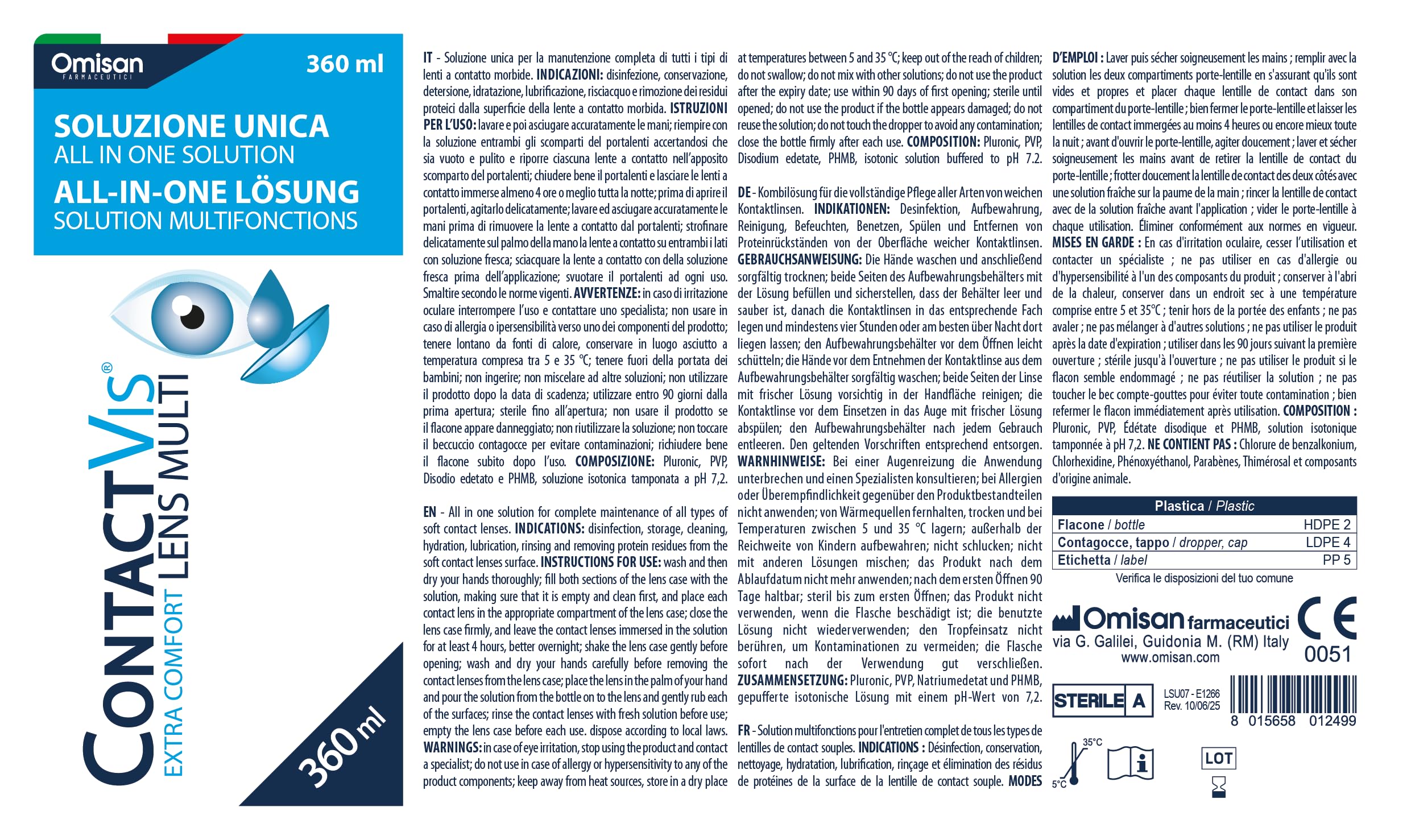 Soluzione Unica per Lenti a Contatto - 360 ml + Portalenti incluso