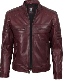 Leather Jacket Mens - Cafe Racer Style Real Lambskin Leather Jackets for Men