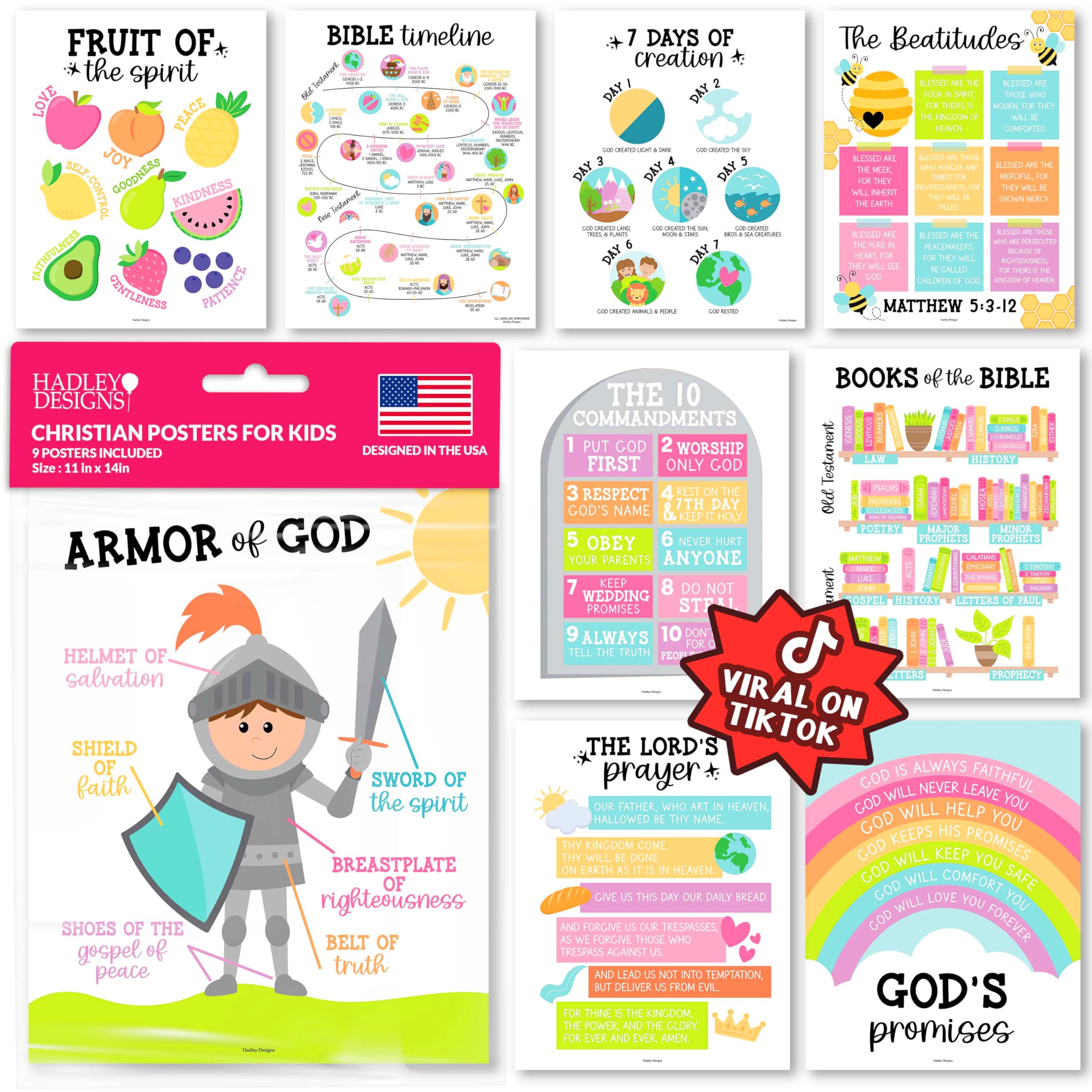Bible Posters for Kids - Sunday School Decorations for Classroom Must Haves