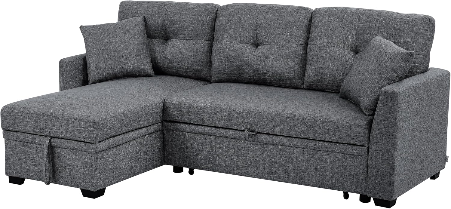 Amazon.com: L Shaped Sleeper Sectional Sofa Convertible Pull Out Couch ...