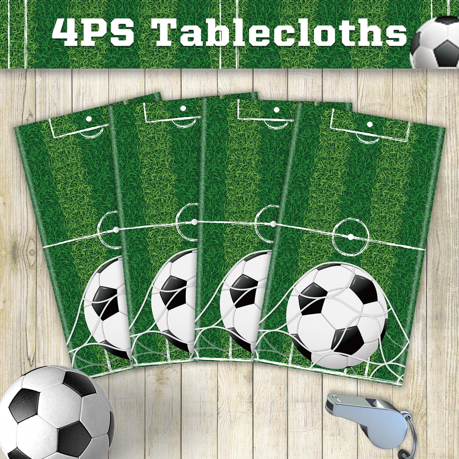 LKITMIUT 4 Packs Voetbal Party Tafelkleed Tafelkleed Rechthoekige