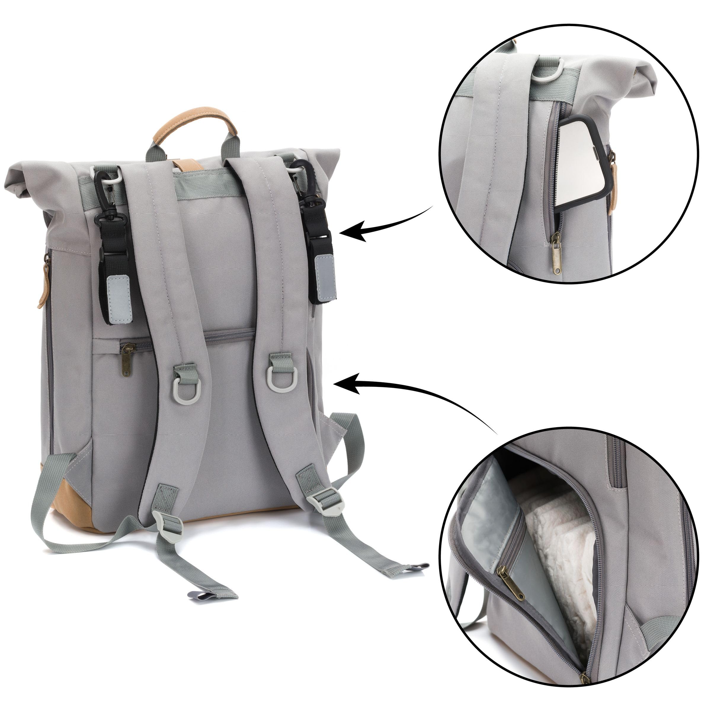 Fillikid Wickelrucksack Berlin | Baby Wickelrucksack mit Kinderwagenbefestigung | Wickeltasche Rucksack für Mama und Papa | Babytasche, Backpack mit Wickelunterlage & Flaschenwärmer