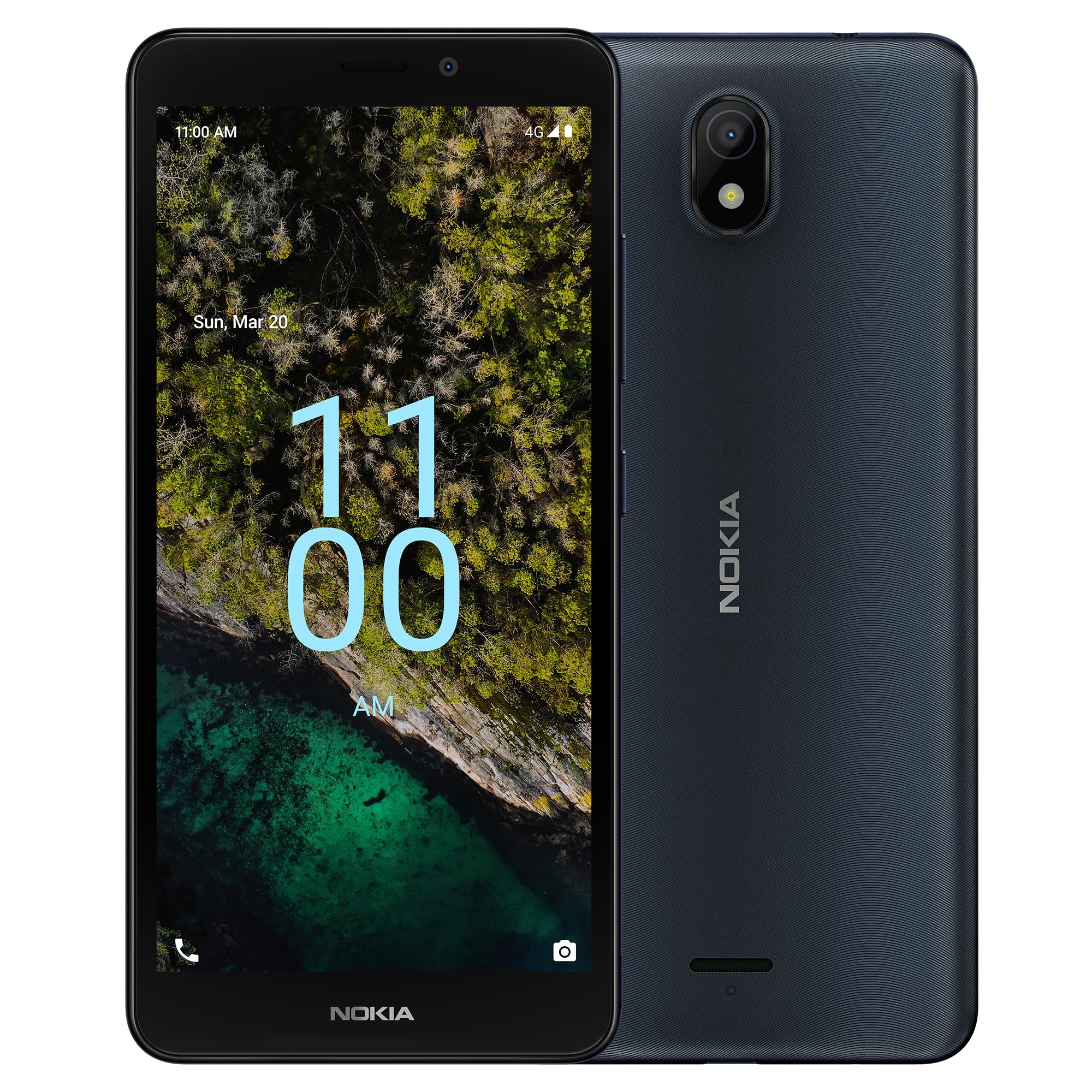 NokiaC100 | Android 12 | Unlocked Smartphone | All Day Battery | 2GB RAM | 32GB Storage | 5.45" Inch Screen | 8MP Camera | Navy Blue