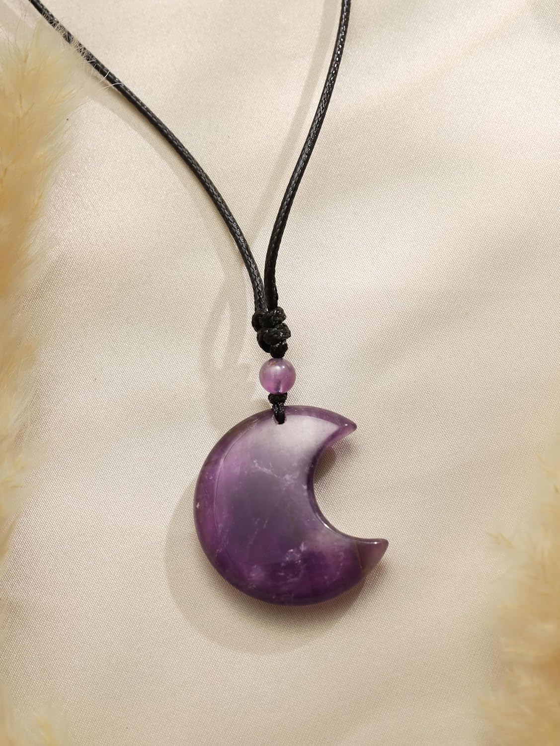Sacina Summer Beach Crescent Moon Necklace, Boho Hippie Purple Crystal Necklace, Christmas Jewelry Gift for Women - Image 6