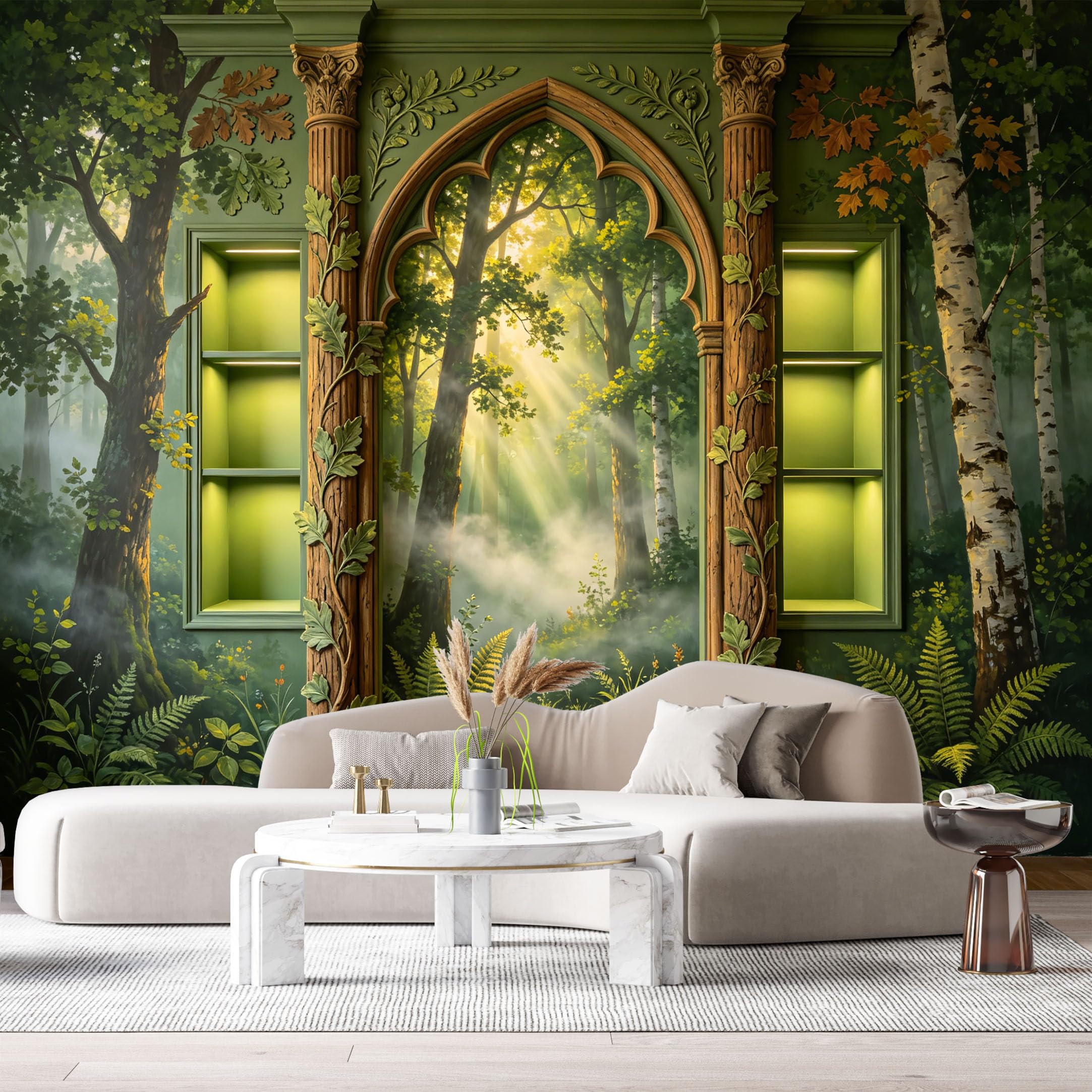 Custom Size Wall Murals Gothic Forest Oil Painting 3D Trompe L'Oeil SelfAdhesiveWall Fabric Removable Wallpaper Wall Decor for Living Room Bedroom Bathroom