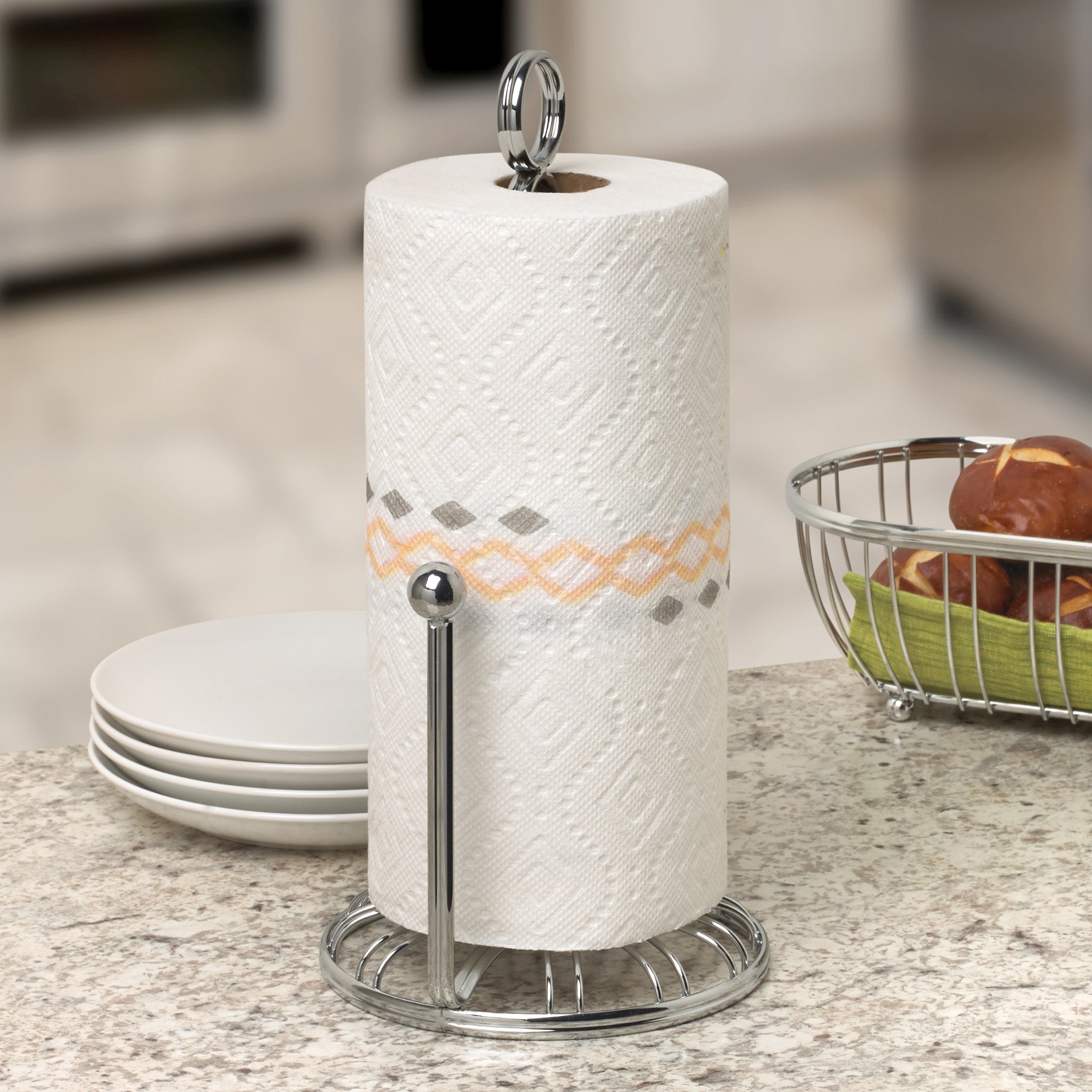 Spectrum Diversified Contempo Paper Towel Holder for Organization of Kitchen Countertop and Sink, Medium, Chrome