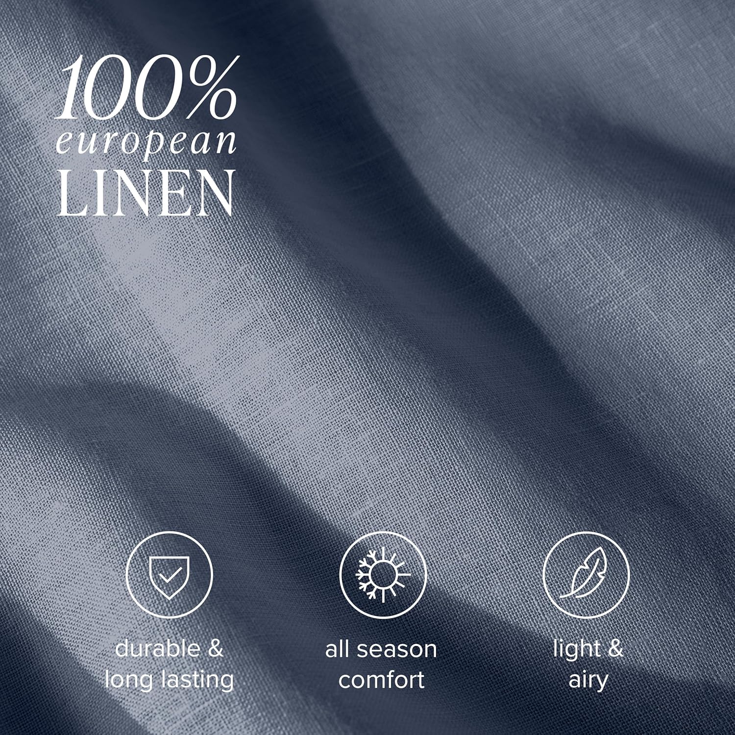 Bare Home King/California King Duvet Cover - 100% European Linen - Breathable and Durable - Duvet Cover with Pillow Shams (King/Cal King, Indigo) - Image 4