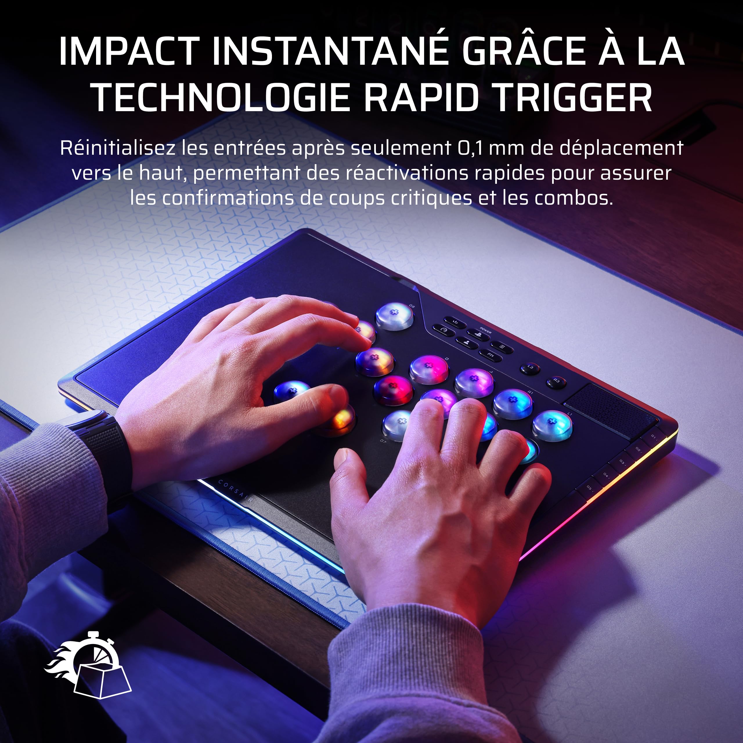 Corsair NOVABLADE PRO Contrôleur sans fil à effet Hall, sans levier – Noir | PS5, PS4, PC, 15 boutons, Éclairage RGB 360°, Fréquence d’interrogation de 1 000 Hz, Connexion sans fil 2,4 GHz, SOCD