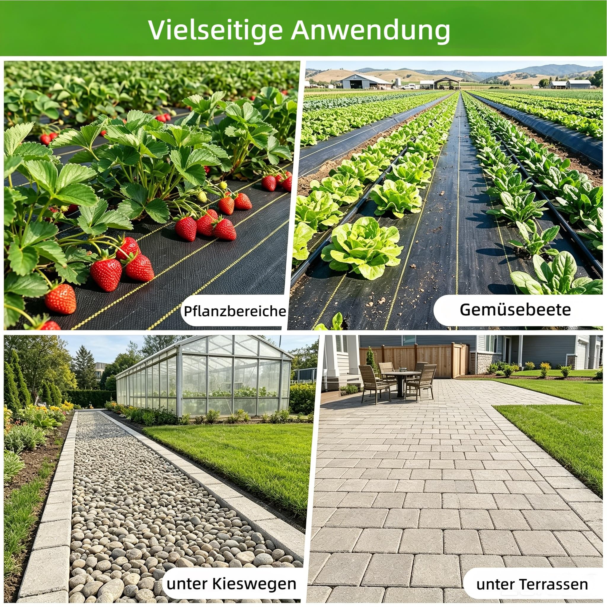 Shade&Beyond Garten Unkrautvlies 165g/m² 1x20m, Unkrautvlies Extra Stark Wasserdurchlässig Reißfest Gartenvlies gegen Unkraut, Polypropylen Mulchvlies für Garten, Hochbeet und Terrasse